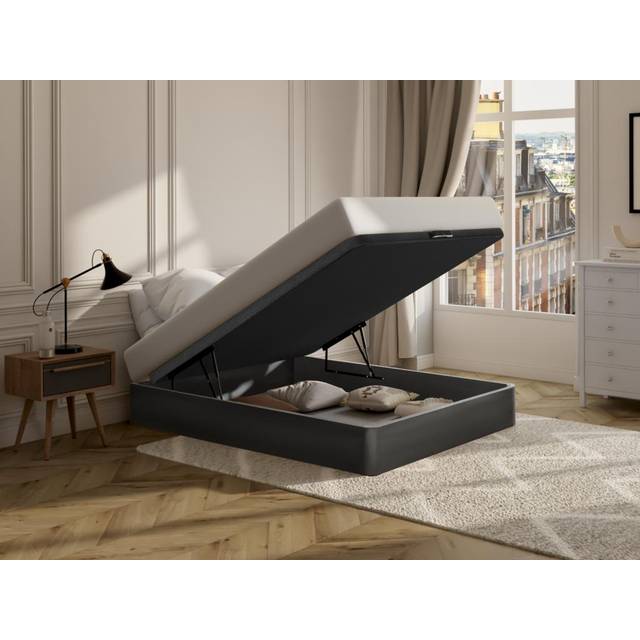 Vente-unique Sengeramme Med Opbevaring 160 x 200 Cm Mat Sort Rammeseng