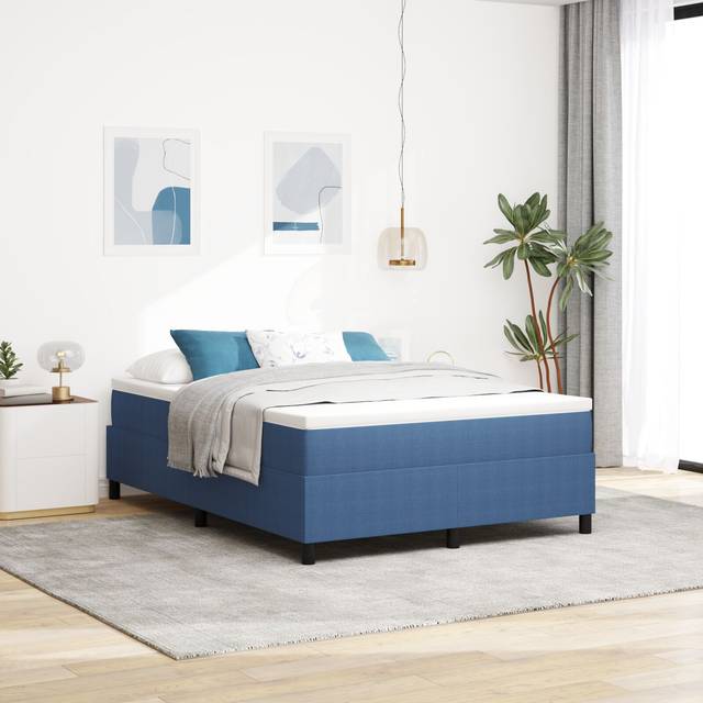 vidaXL Boxfjeder Seng Blå 140×200 cm Cordfløjl Kontinentalseng