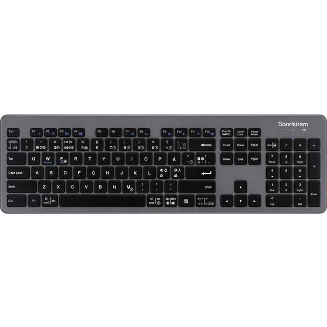 Sandstrøm slankt trådløst tastatur grå/sort