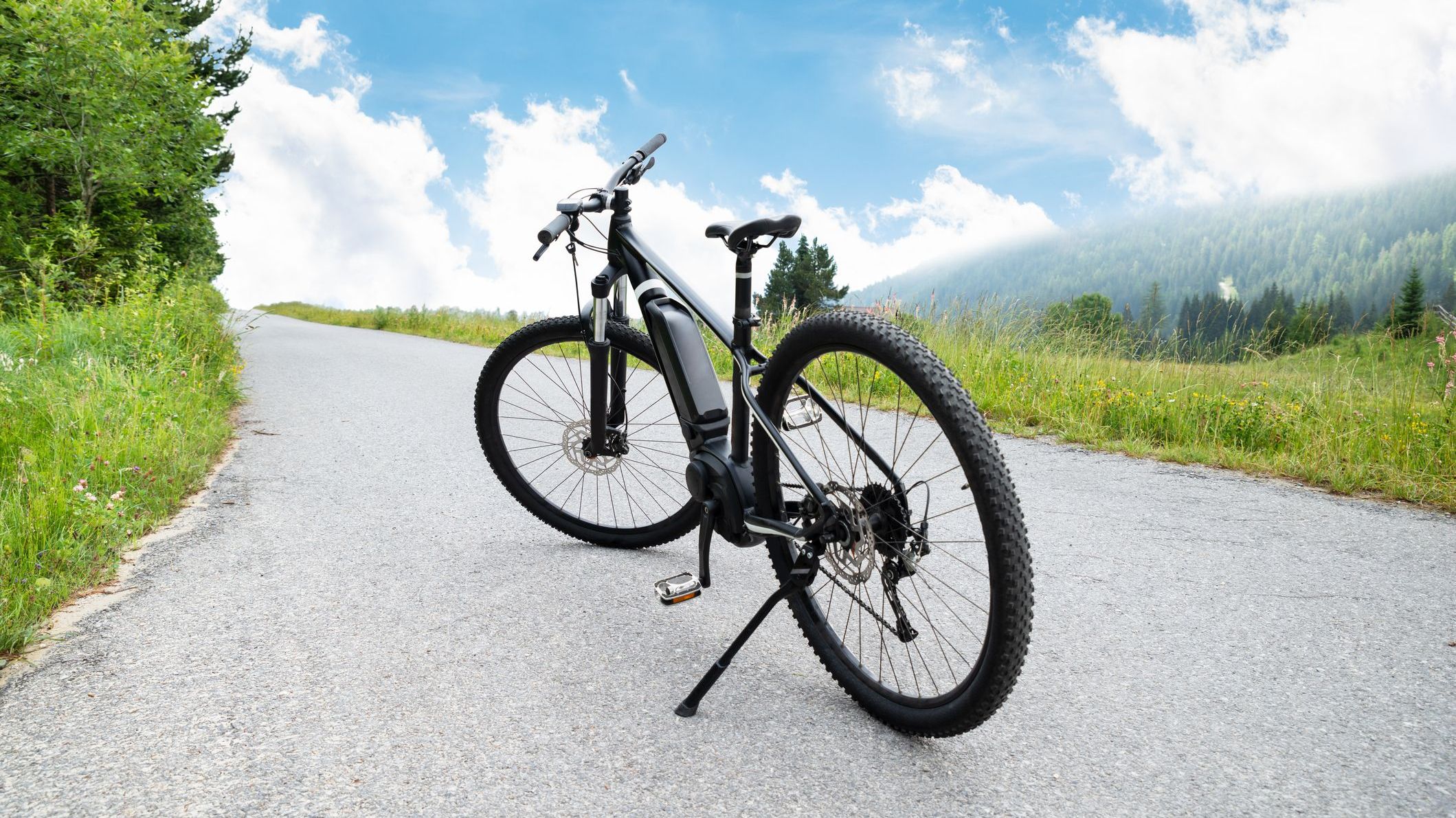 Electric Mountain Bike In Mountains