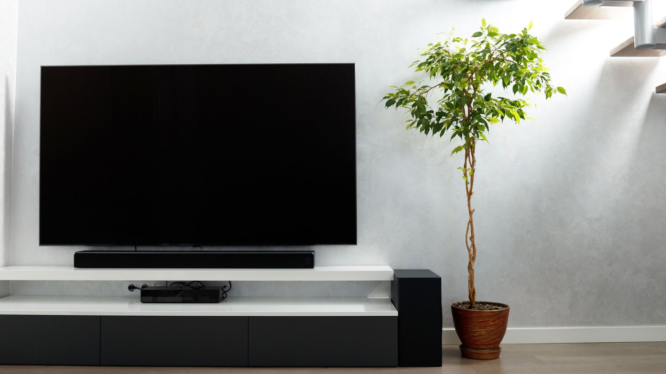 Modern living-room with TV and hifi equipment Sound bar