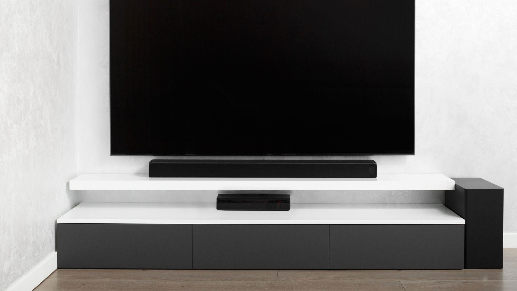 Modern living-room with TV and hifi equipment Sound bar
